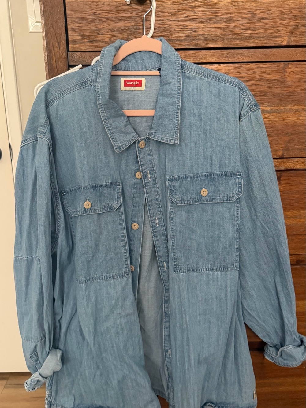 Wrangler Light Blue Denim Button-Down Workshirt